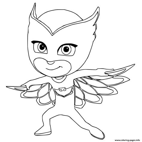 This coloring page features a picture of an owlette from pj masks to color. Owlette Coloring Pages Printable