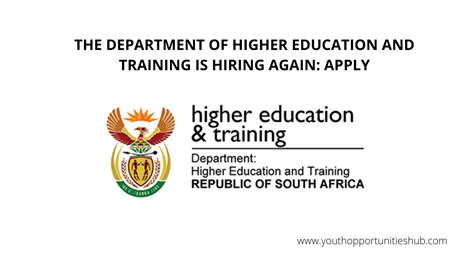 The Department Of Higher Education And Training Is Hiring Again Apply