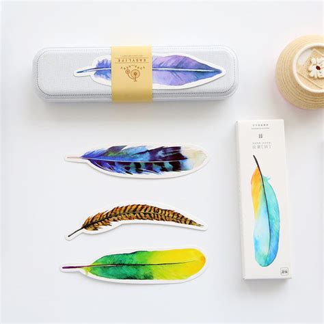 Colorful Feather Paper Bookmarks Kawaii Pen Shop