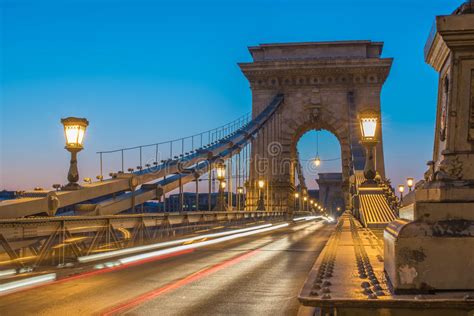 Budapest Hungary Szechenyi Chain Bridge Stock Photo