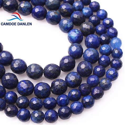 Camdoe Danle Natural Stone Beads Faceted Lapis Lazuli Round Loose Beads