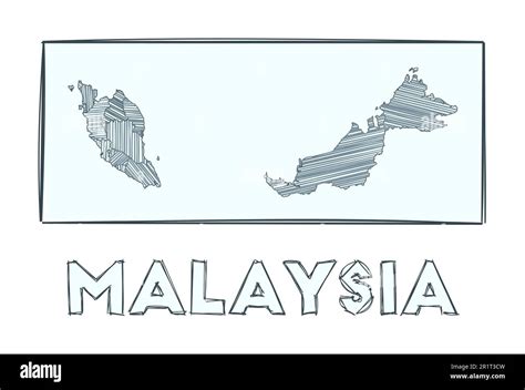 Sketch Map Of Malaysia Grayscale Hand Drawn Map Of The Country Filled