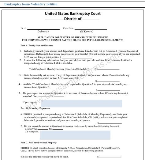 Bankruptcy Claim Form Fillable Printable Forms Free Online