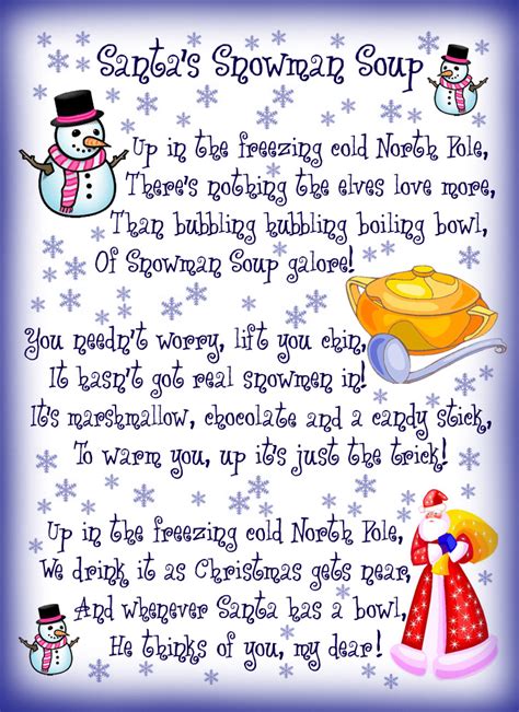 Snowman Soup Poem Free Printable Printable Templates