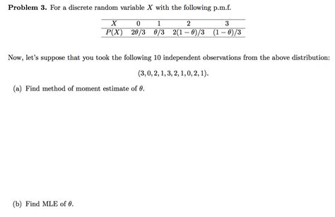 Solved For A Discrete Random Variable X With The Following Chegg