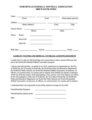 Softball tryout evaluation form template | jotform a softball tryout evaluation form is a document that is used to evaluate the skills of the players during a softball tryout. Fillable Online nbsaonline 9U Tryout Waiver Form - Northville Baseball Softball Association ...
