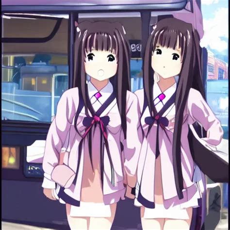 Two Japanese High School Girl Bus Renge Mutata Stable Diffusion