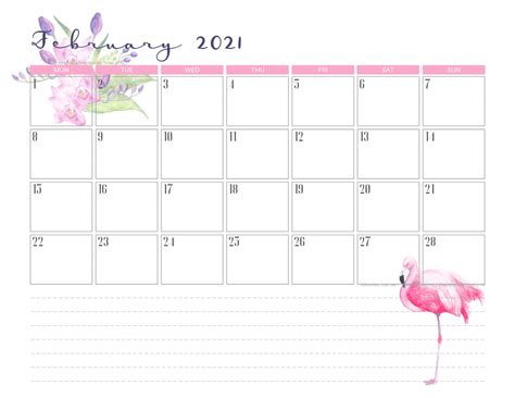 Hundreds of free printable calendars for you to print on demand. 2020 2021 Flamingo Calendar + Weekly Planner Free Printable - Printables and Inspirations