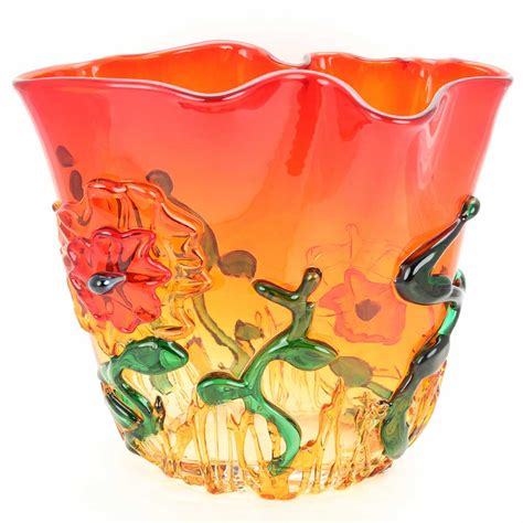 Murano Glass Vases Murano Glass Abstract Flower Vase Red