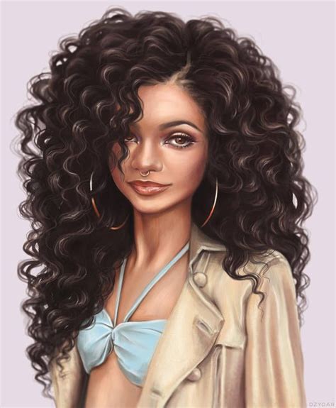 A Drawing Of A Woman With Curly Hair