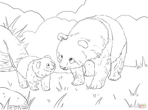 Mother Panda With Cute Cub Coloring Online Super Coloring
