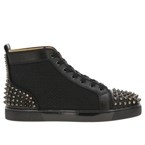 Christian Louboutin Ac Lou Spikes Sneakers In Mesh And Leather Black Christian Louboutin