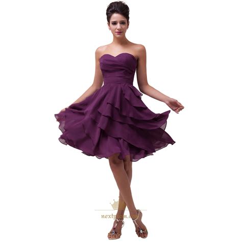 For outdoor wedding it is better to choose a short wedding dresses. Purple Short Bridesmaid Dresses, Purple Tea Length ...