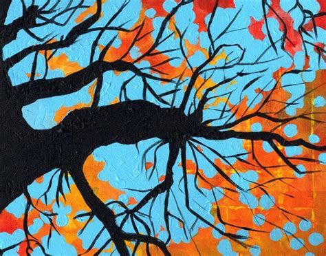 Abstract Painting Tree Artwork Original Canvas Art 12 By 9 By