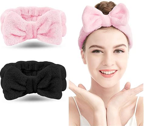 Spa Headband Bowknot Fluffy Makeup Headbands Coral Fleece Elastic