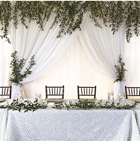 White Backdrop Curtain Drapes For Wedding Decorations 98ft By 8ft Long