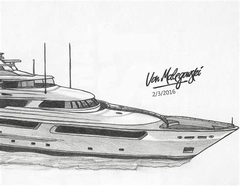 Luxury Super Yacht Drawing ~ Vonmalegowski