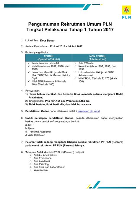 Pt telkom indonesia (persero) tbk (telkom) adalah badan usaha milik negara (bumn) yang bergerak di bidang jasa layanan teknologi informasi dan komunikasi (tik) dan jaringan telekomunikasi di indonesia. Lowongan BUMN PT PLN Persero untuk SMA & SMK 2017