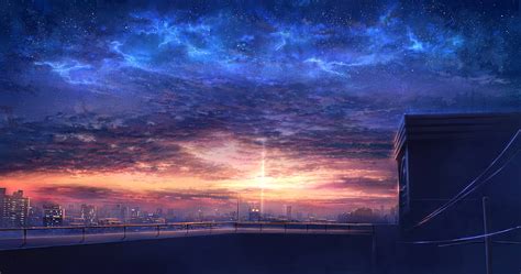Anime Original Sky Starry Sky Sunset Hd Wallpaper Peakpx