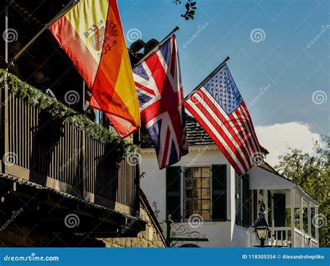 Flags On The Street St Augustine Stock Photo Image Of Architecture
