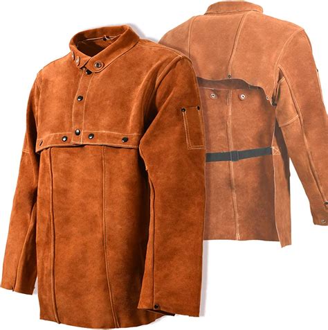Qeelink Leather Welding Jacket Flame Resistant Heavy Duty Split