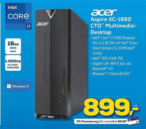 Acer Aspire Xc 1660 Cto Multimedia Desktop Angebot Bei Euronics Xxl