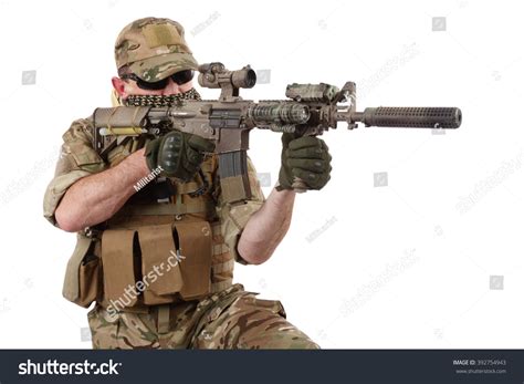 Private Military Company Operator Assault Rifle Stock Foto Rediger Nu
