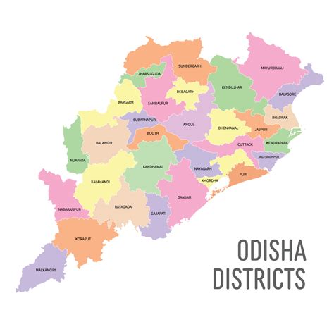 Odisha District Map Vector Illustration 21847963 Vector Art At Vecteezy