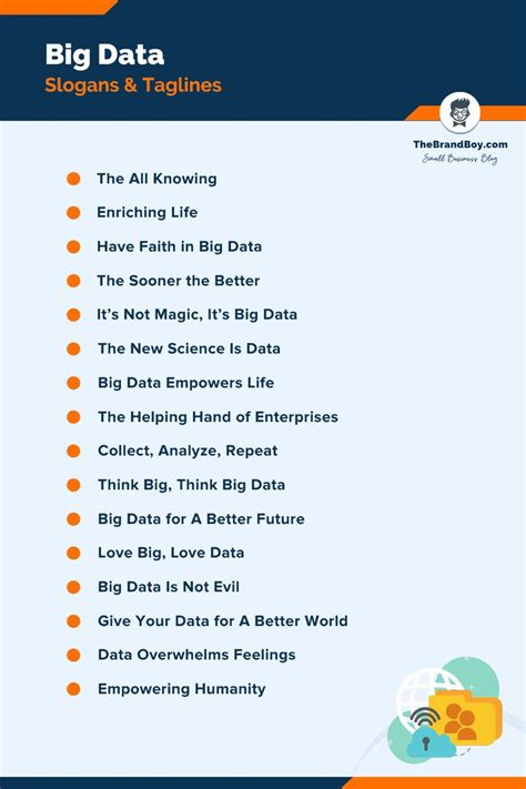 The Big Data List Is Shown In Orange Blue And White Colors With An