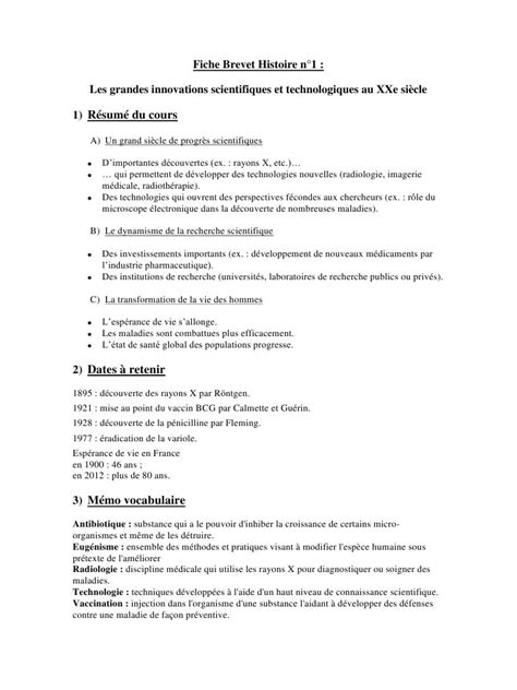 Télécharger au format txt (20.6 kb) pdf (263.7 kb) docx (22.8 kb). Fiche Brevet Histoire par zerbib - Fichier PDF