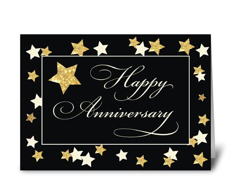 Employee Anniversary Black Gold Effect Send This Greeting Card