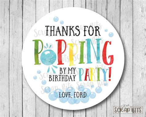 Thanks For Popping By My Birthday Party Stickers Personalized Etsy