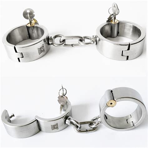 Hot Metal Handcuffs Bondage Invisible Round Lock Stainless Steel Hand Cuffs Adult Game Sex Toys