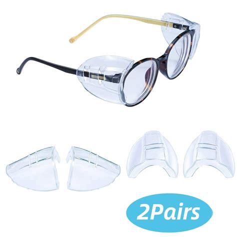 2pairs clear eyeglasses side shields tsv flexible slip on side shields universal protective