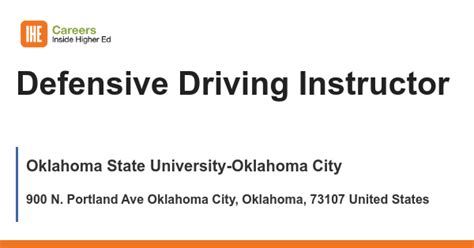 Defensive Driving Instructor Job With Oklahoma State University