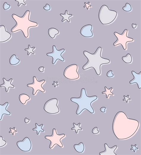 Cute Pastel Background With Hearts And Stars Stock Illustration Image