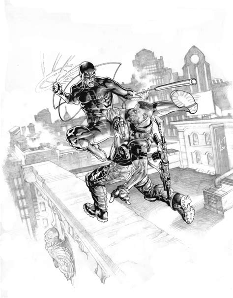 Daredevil Vs Punisher Hells Rooftops In Yvel Guichets Premier