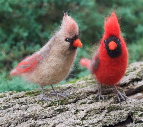 Needle Felted Cardinal Red Bird Male Or Female Etsy