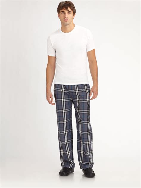 Burberry Tee Pajamas Pants Set In Grey White For Men Lyst