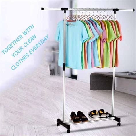 Jual Stand Hanger Single Rak Gantungan Baju Berdiri Jemuran Roda