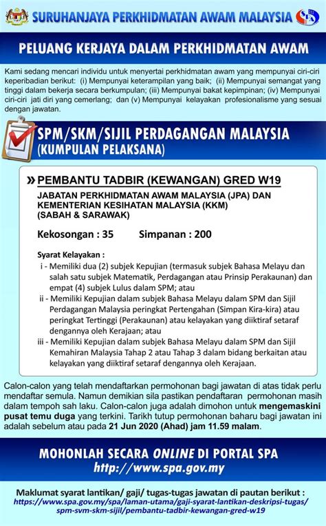 Jawatan kosong suruhanjaya hak asasi manusia malaysia (suhakam) 2020. Iklan Jawatan Kosong SPA Malaysia - Edu Bestari