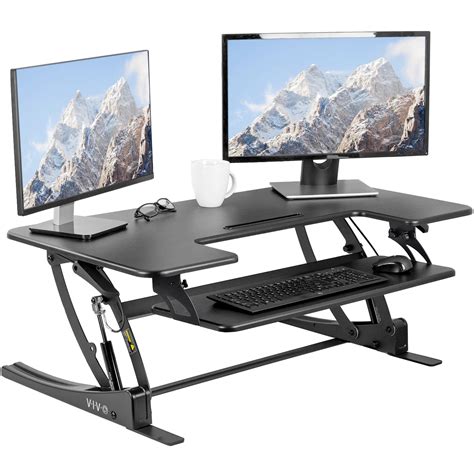 Vivo Black Height Adjustable Extra Wide 42 Stand Up Desk Converter