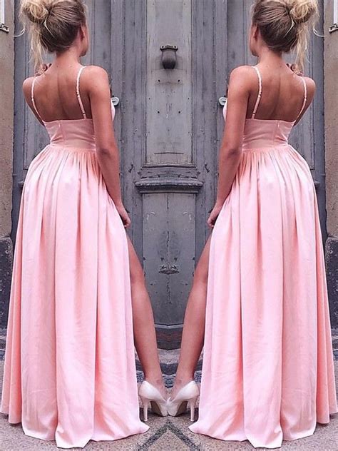 A Lineprincess Sleeveless Straps Floor Length Ruched Chiffon Dresses