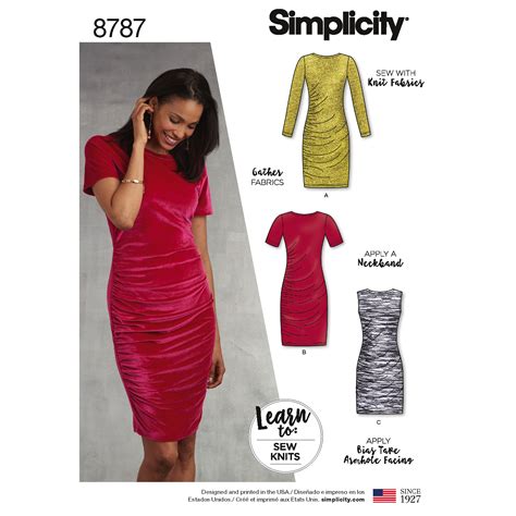Simplicity 8787 Misses Learn To Sew Knit Dress