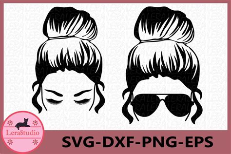 Messy Bun Svg Girl With Lashes Svg Mom Life Svg 703831 Svgs