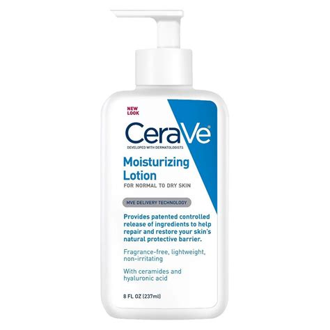 Cerave face and body cleansers gently clean to break down excess dirt and makeup. CeraVe Daily Moisturizing Lotion for Normal to Dry Skin ...