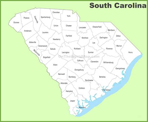 South Carolina County Map Sc Counties Map Of South Carolina Gambaran