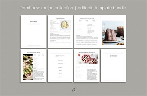 85x11 Editable Recipe Book Template Bundle Farmhouse Etsy