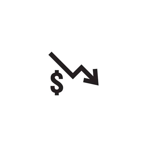 Dollar Decrease Icon Money Symbol With Arrow Stretching Rising Drop