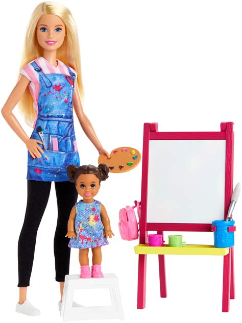 Barbie Art Teacher Playset With Blonde Doll Toddler Doll Toy Art